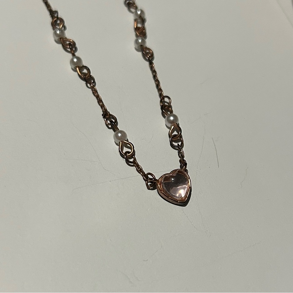 Dainty Heart and Pearl Gold Necklace